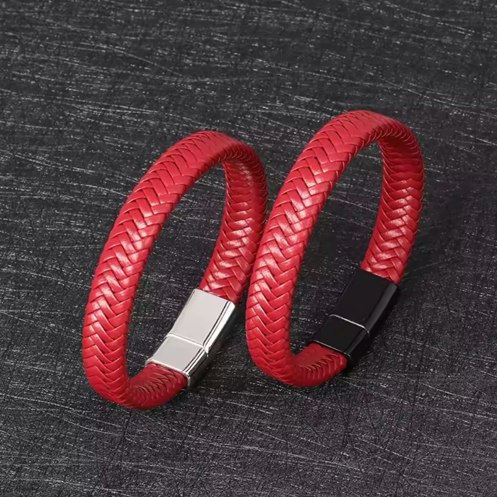 Red Braided Bracelets with Metal Clasp